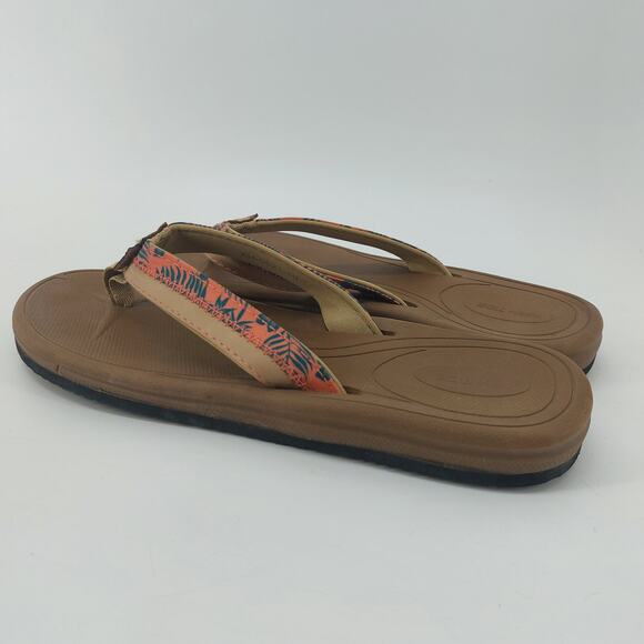 Hi Tide Flip Flop Sandals XH-0521-10 Coral Green Hawaiian Print Size 10 - Picture 12 of 12